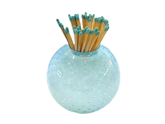 Handblown Match Striker with Matches - Light Blue