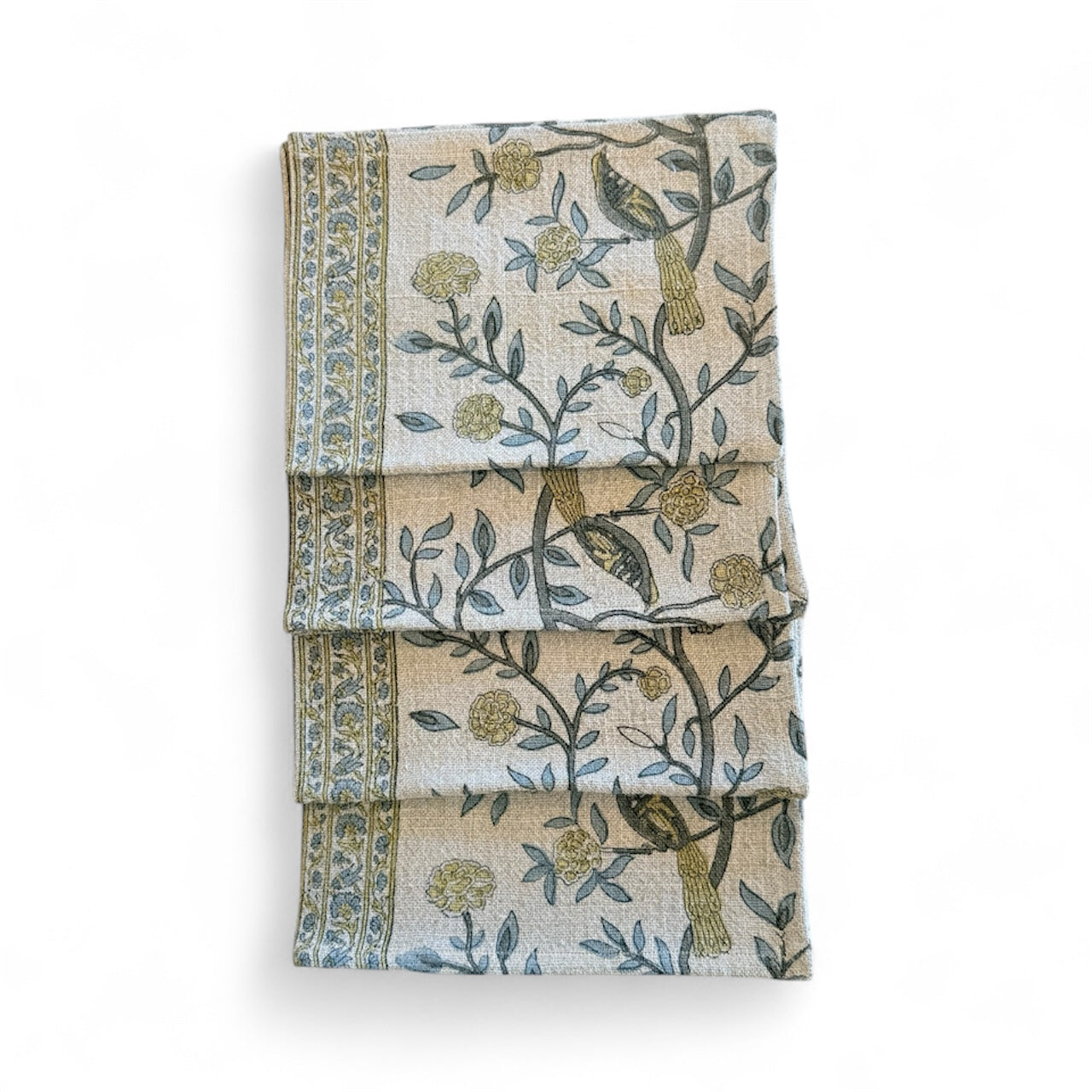 Woven Linen Placemats, Bird Print - Set of 6