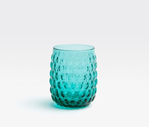 Beaded Teal Glass Tumbler Set of 6