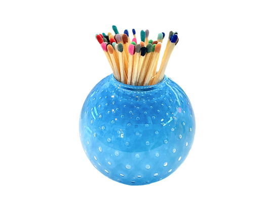 Handblown Match Striker with Matches - Blue