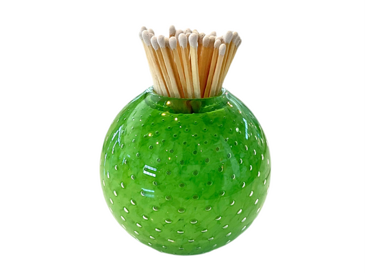 Handblown Match Striker with Matches - Kelly Green