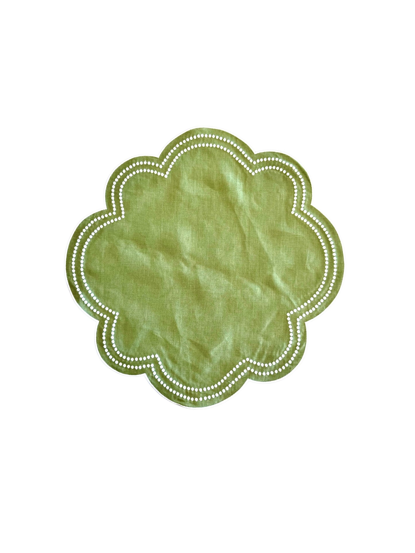 Set of 6 Green Dot Scalloped Placemats