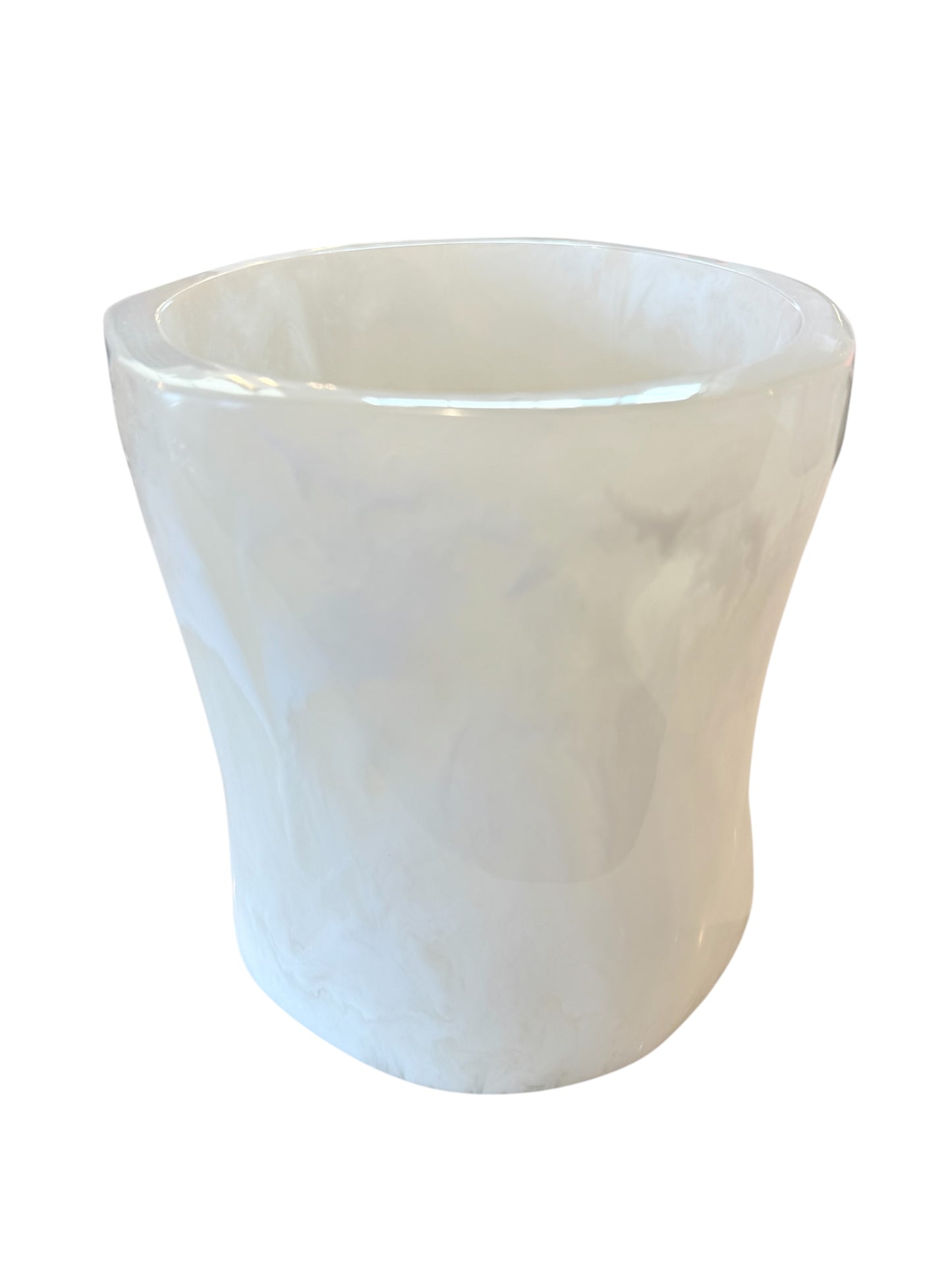 Curved Ice Bucket White Swirl