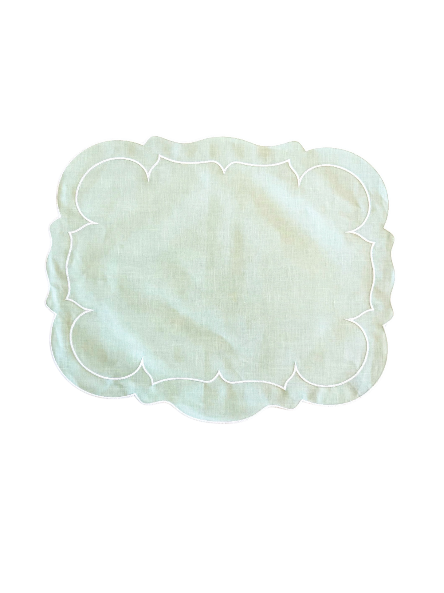 Set of 6 Scalloped Rectangular Placemats Light Green