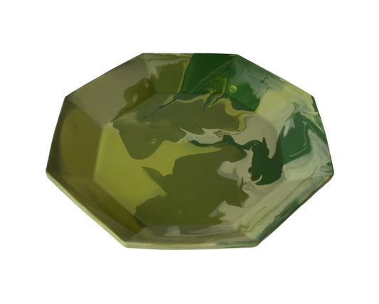 Green Marbleized Octagon Ceramic Tray