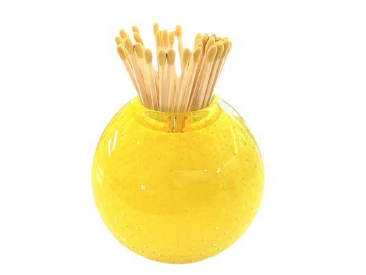 Handblown Match Striker with Matches - Yellow