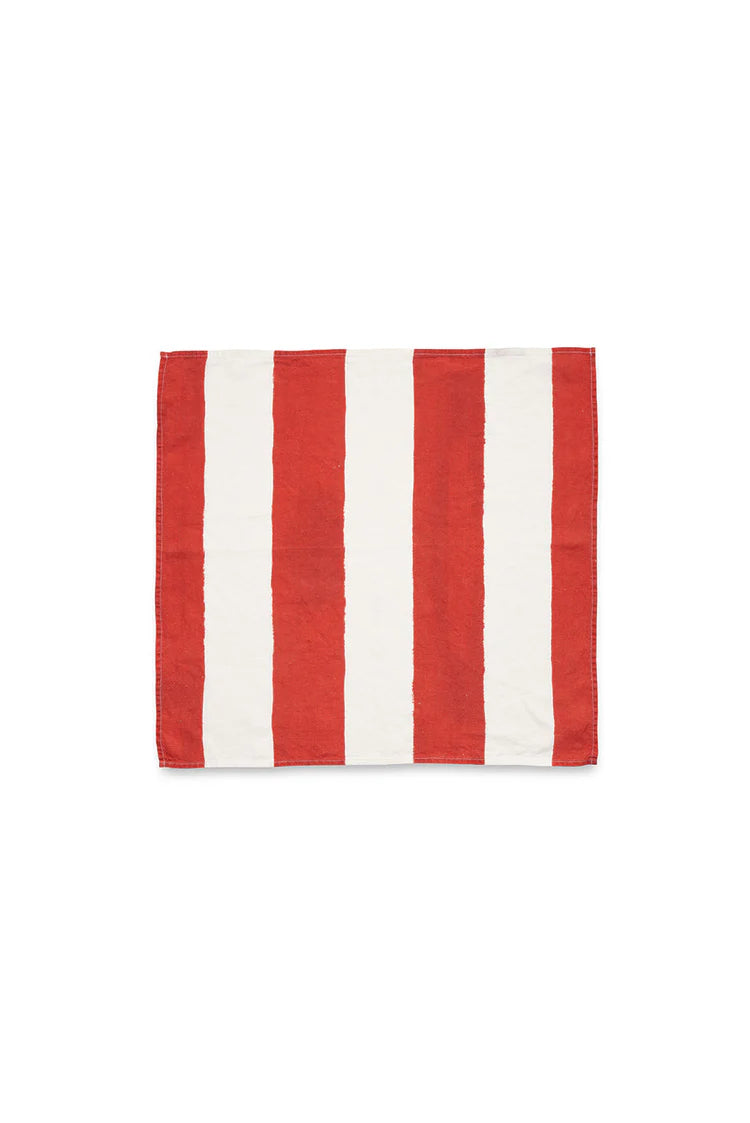 Red Stripe Linen Napkins, Set of 6