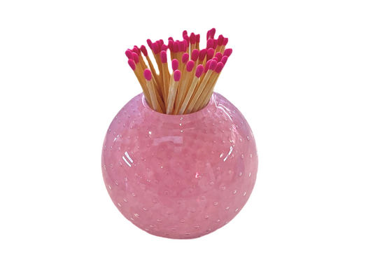 Handblown Match Striker with Matches - Pink