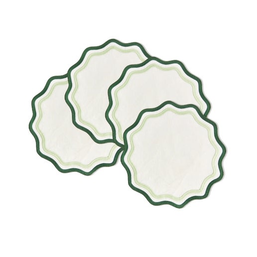 Green Colorblock Linen Placemats Set of 4