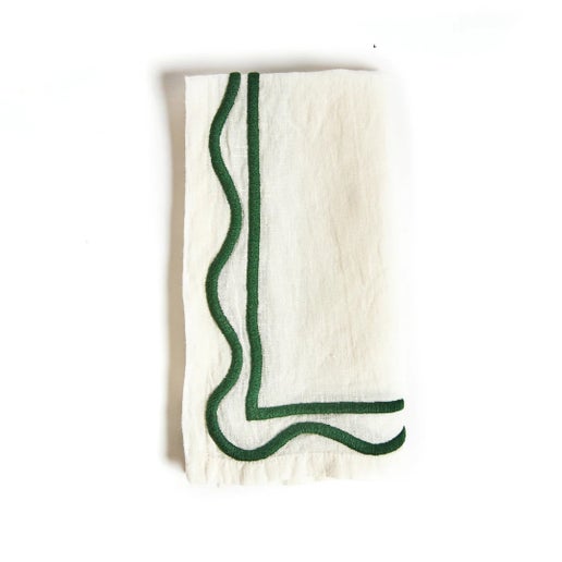 Dark Green Colorblock Linen Napkins Set of 4