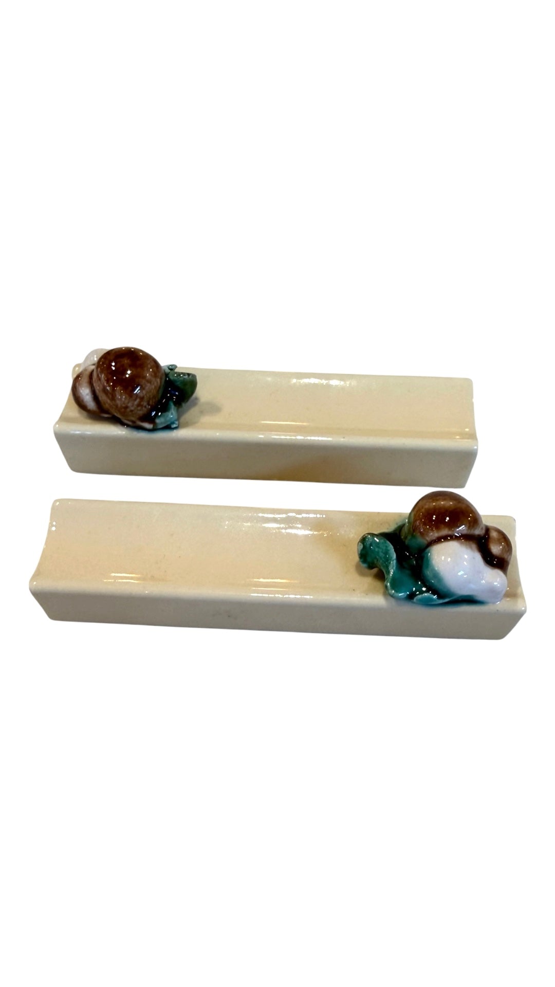 Vintage French Majolica White Knife Rests