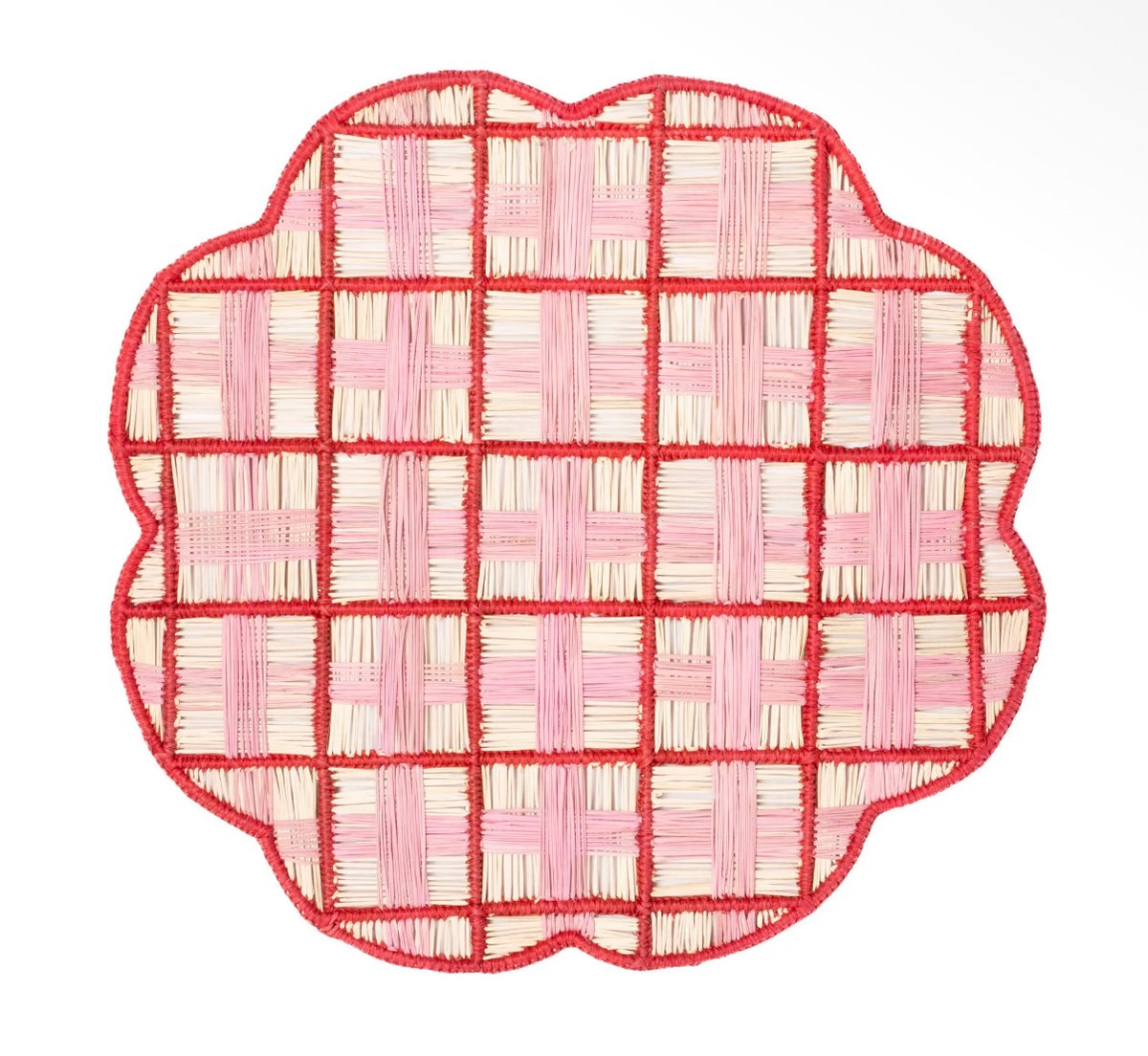 Set of 4 - Plaid Placemat - Red Light Pink