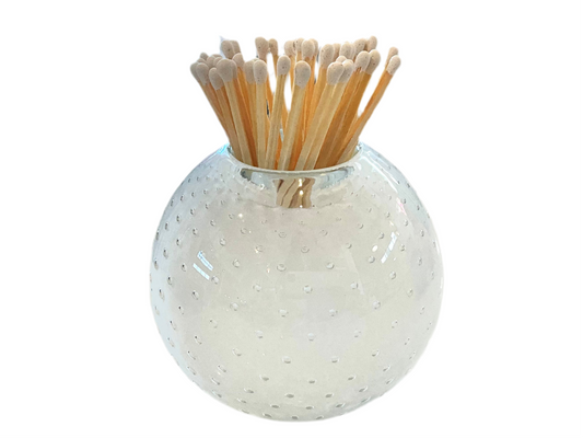 Handblown Match Striker with Matches - White