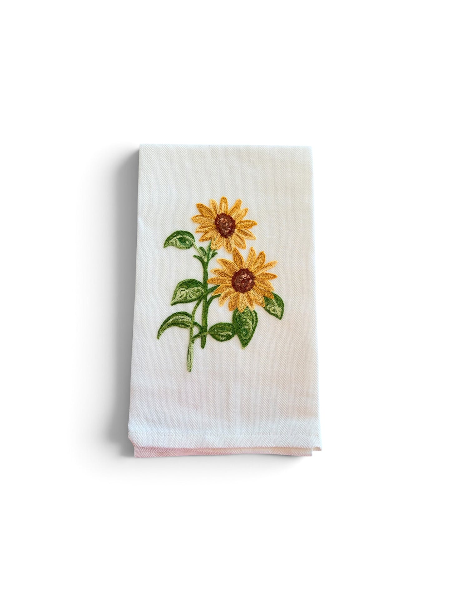 Sunflower Embroidered Italian Tea Towel