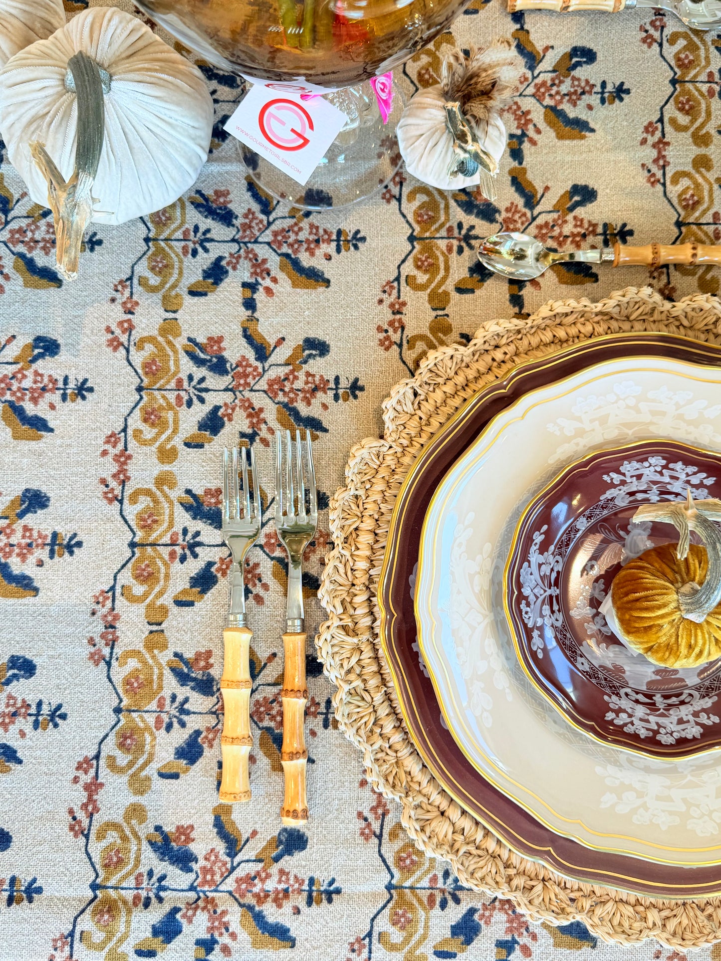 Custom Woven Table Linen, Block Print on Natural