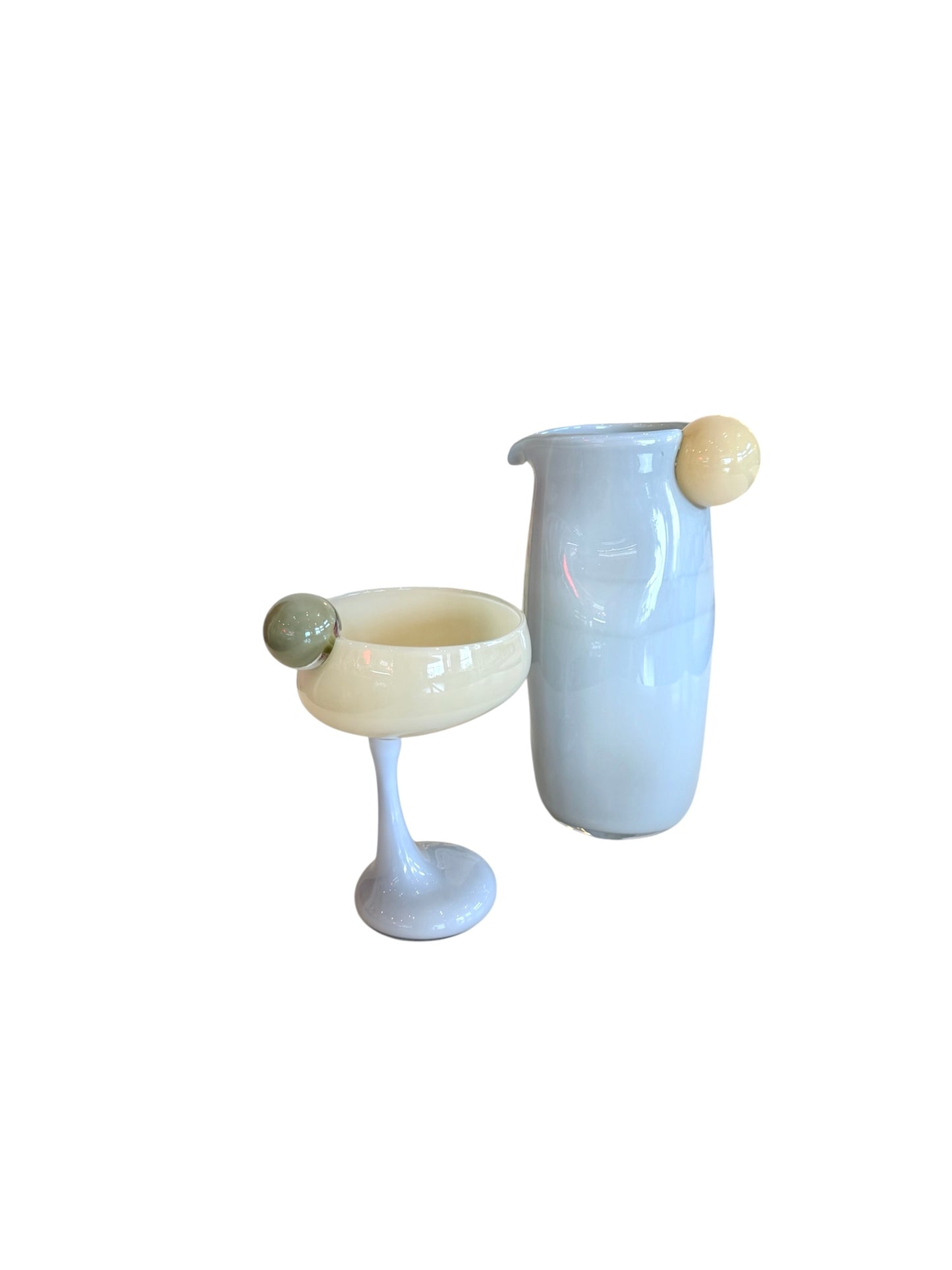 Helle Mardahl The Signature Glass with a Twist in Olive and Champagne