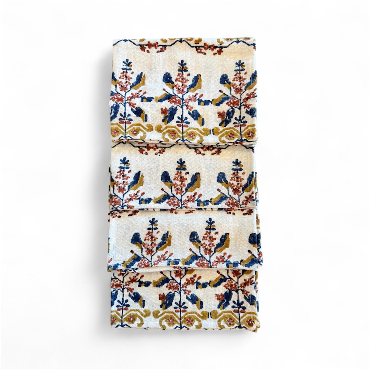 Woven Linen Placemats, Color Block Print on White - Set of 6