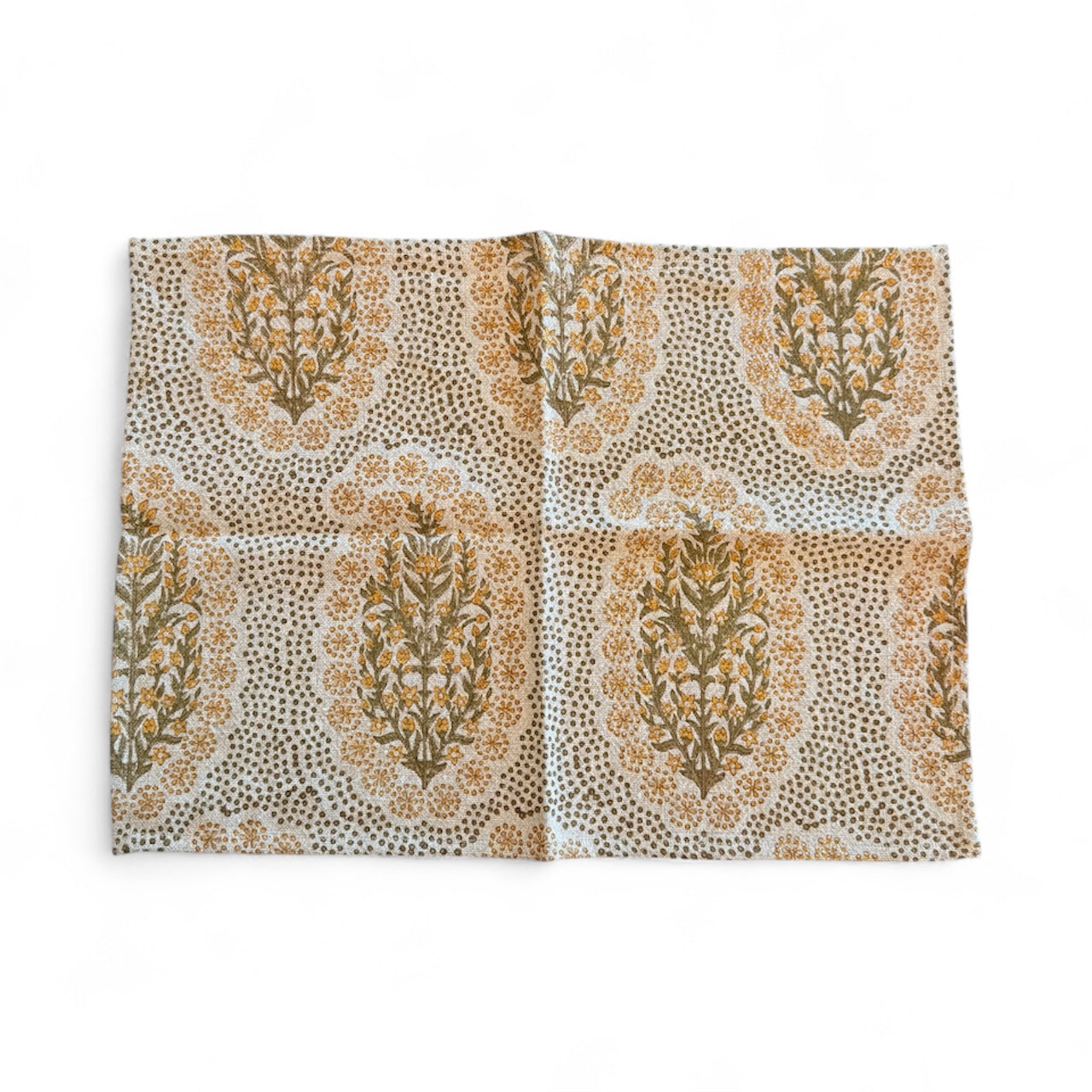 Woven Linen Placemats, Mustard and Green - Set of 6