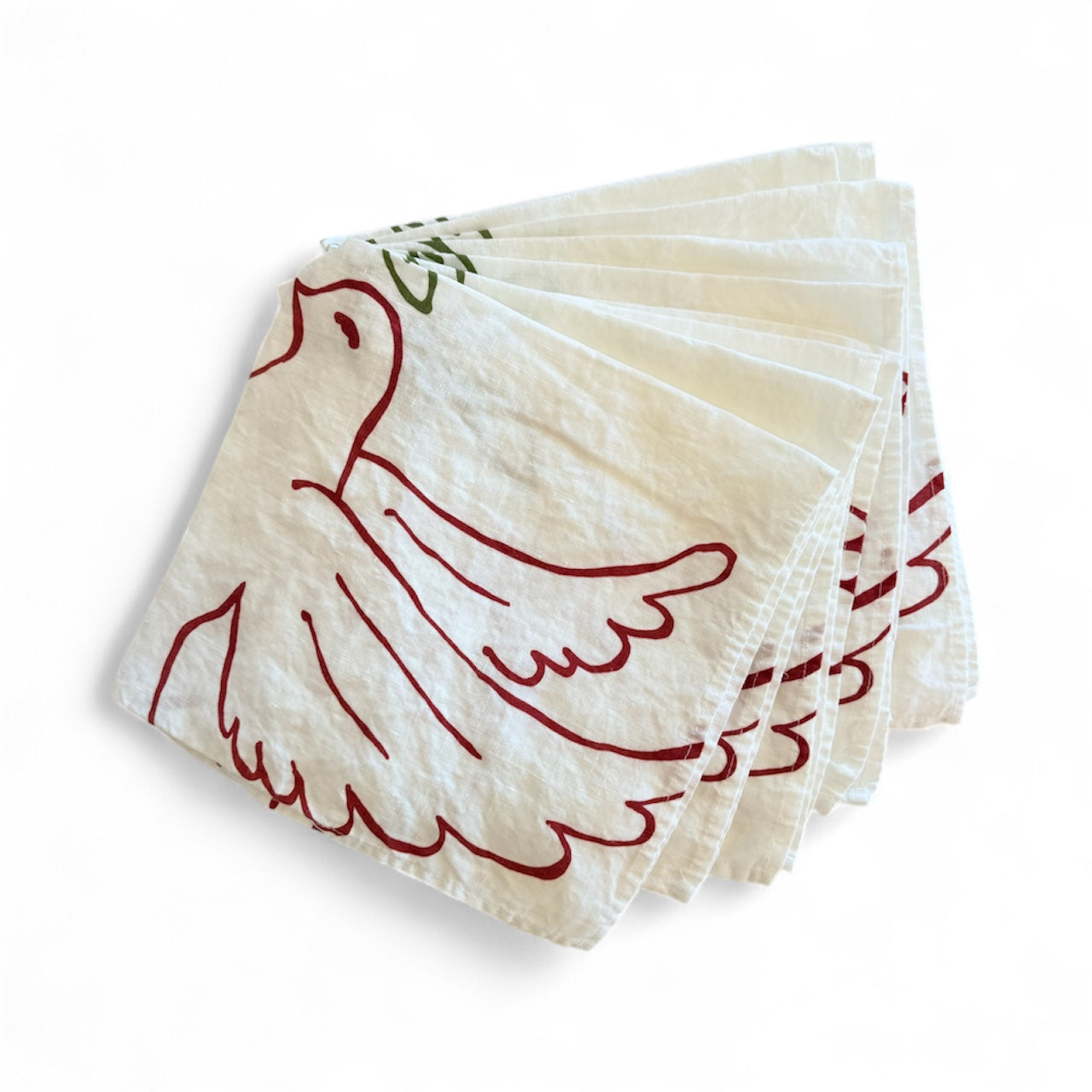 Summerill and Bishop Red Dove Linen Napkins- Set of 6