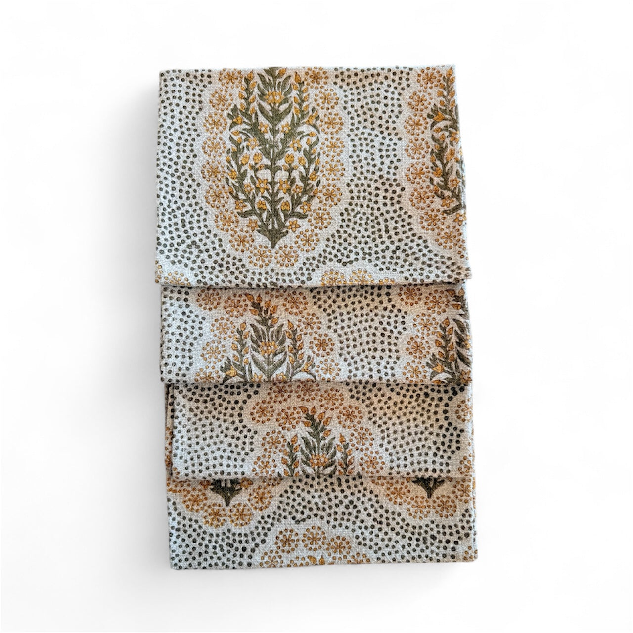 Woven Linen Placemats, Mustard and Green - Set of 6