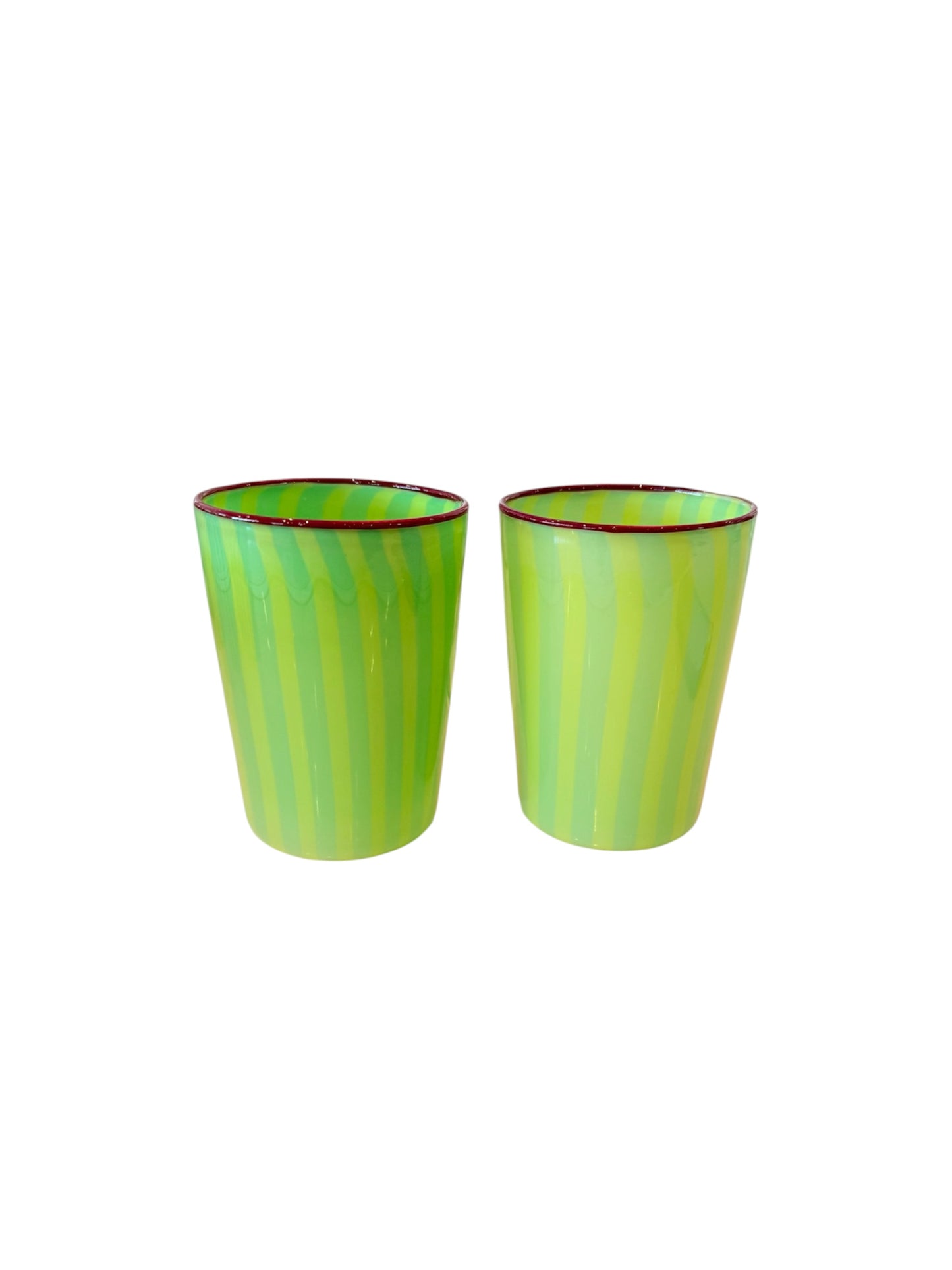 Venetian Lime and Light Green Striped Tumbler-Set of 2