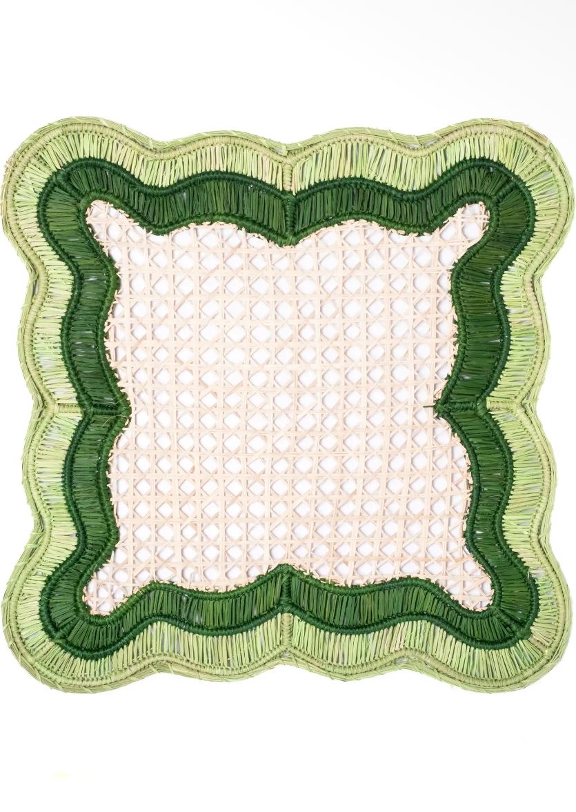 Set of 4 - Wavy Placemat - Pistachio Dark Green