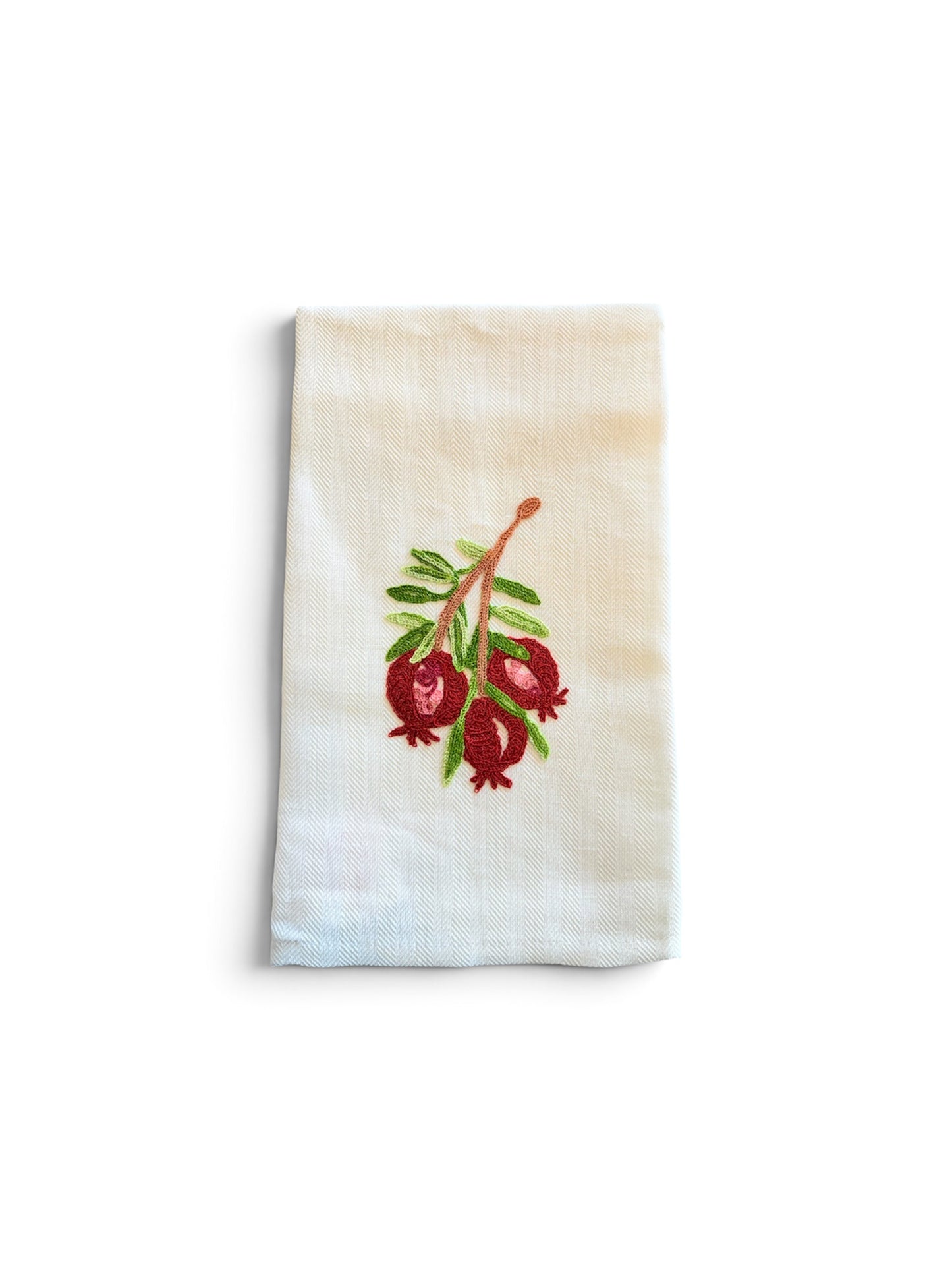 Pomegranate Embroidered Italian Tea Towel