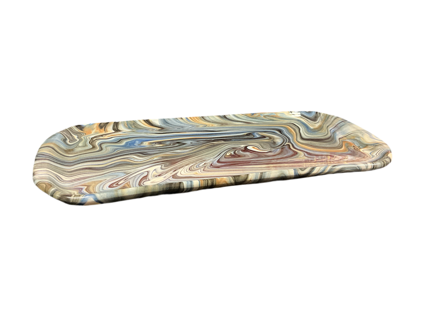 Medium Oval Swirl Platter Blue