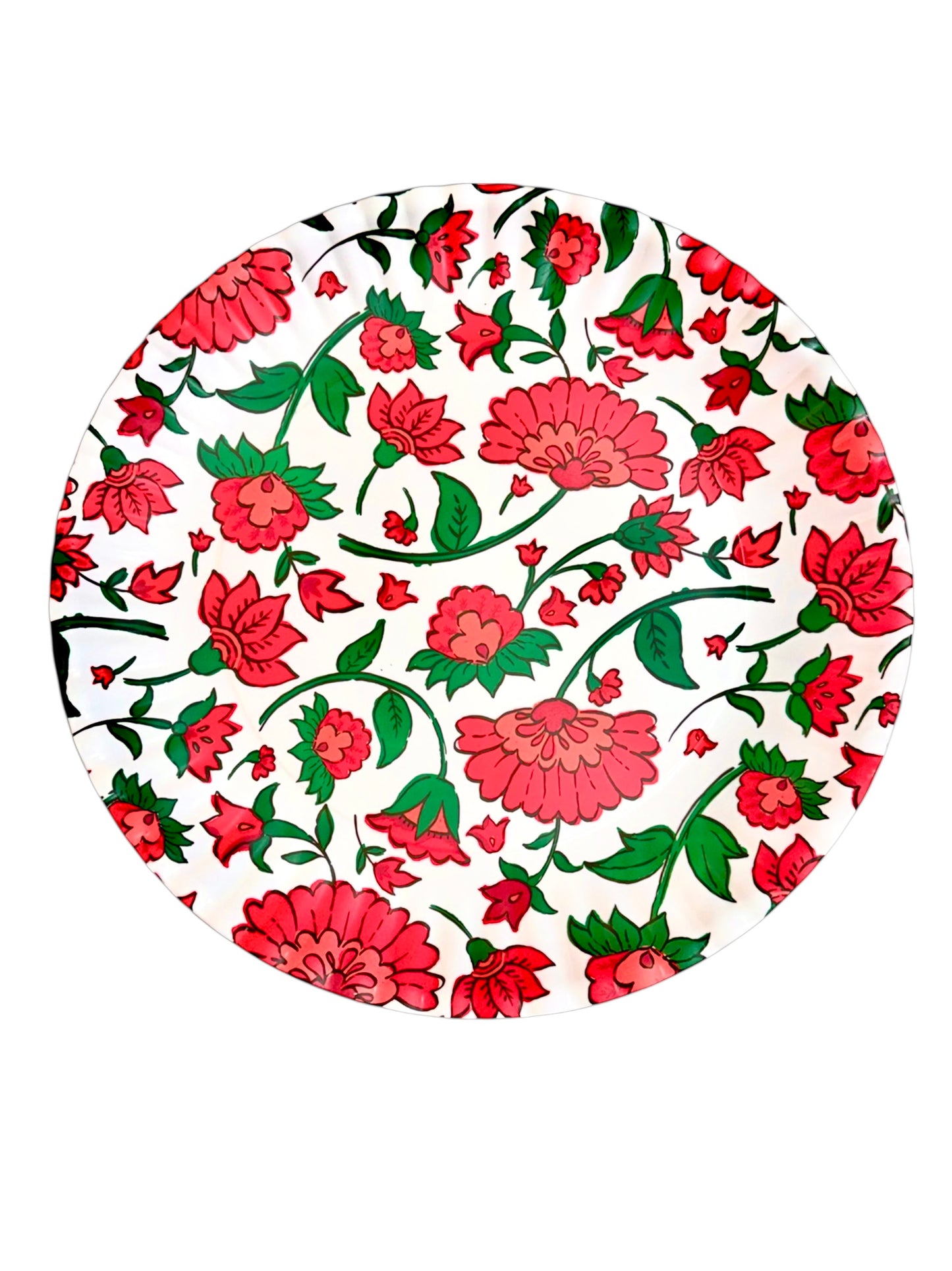 Spice Trail Melamine Round Platter- Red and White