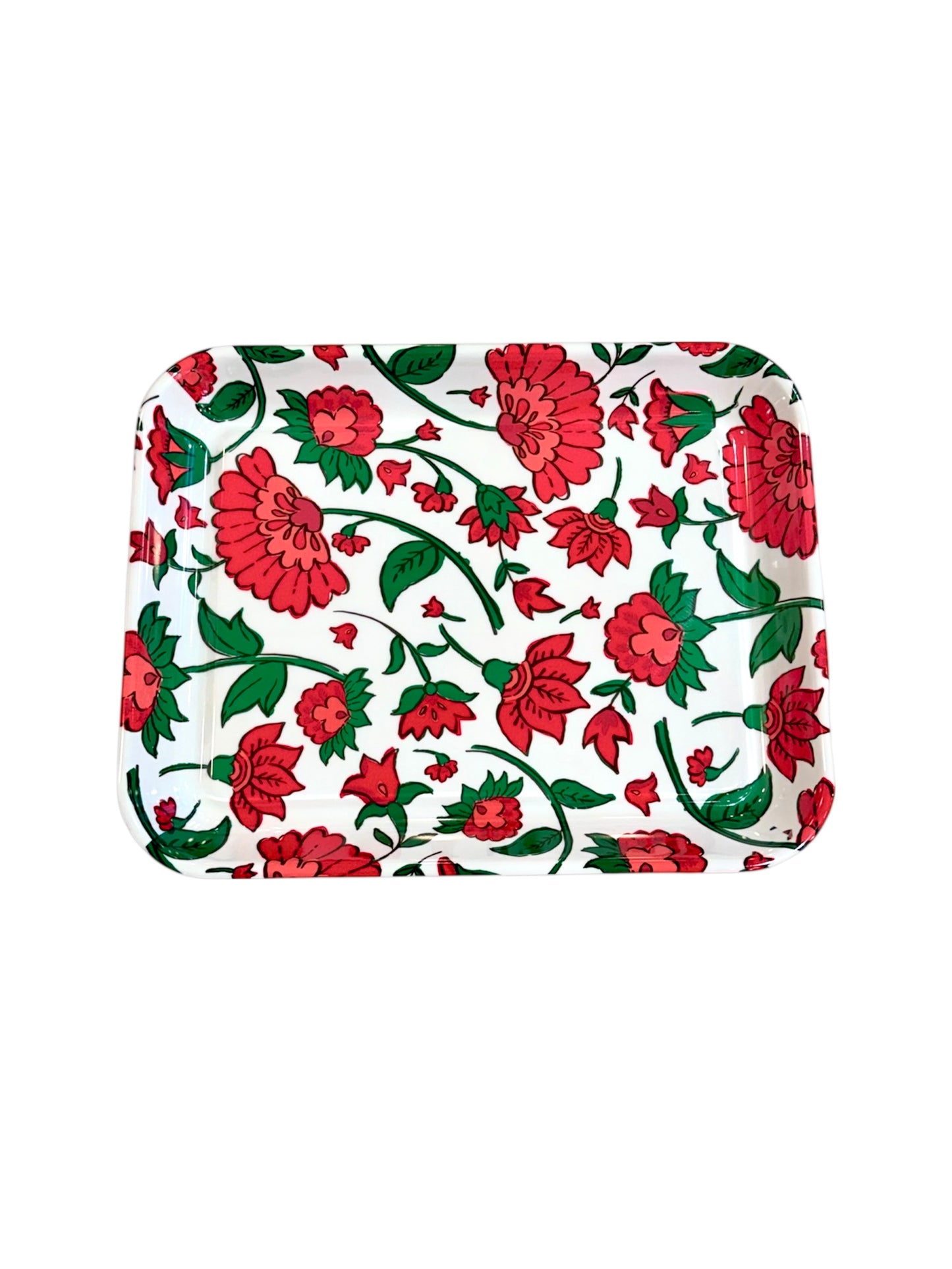 Spice Trail Enamel Tray- Red and White