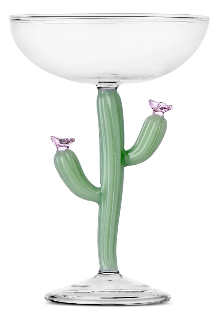 S/2 Desert Plant Champagne /margarita Glass