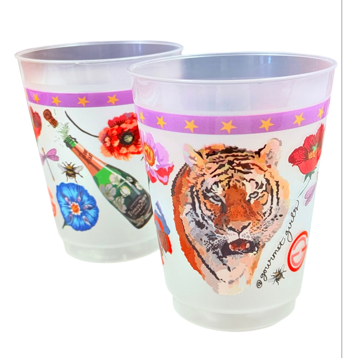 Purple and Gold Tiger Garden Shatterproof Cups