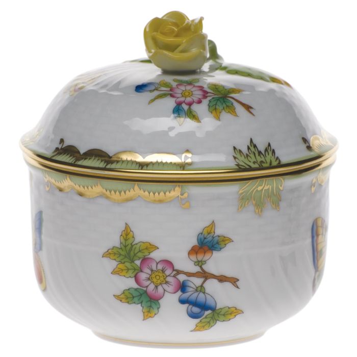 Herend Covered Sugar with Rose