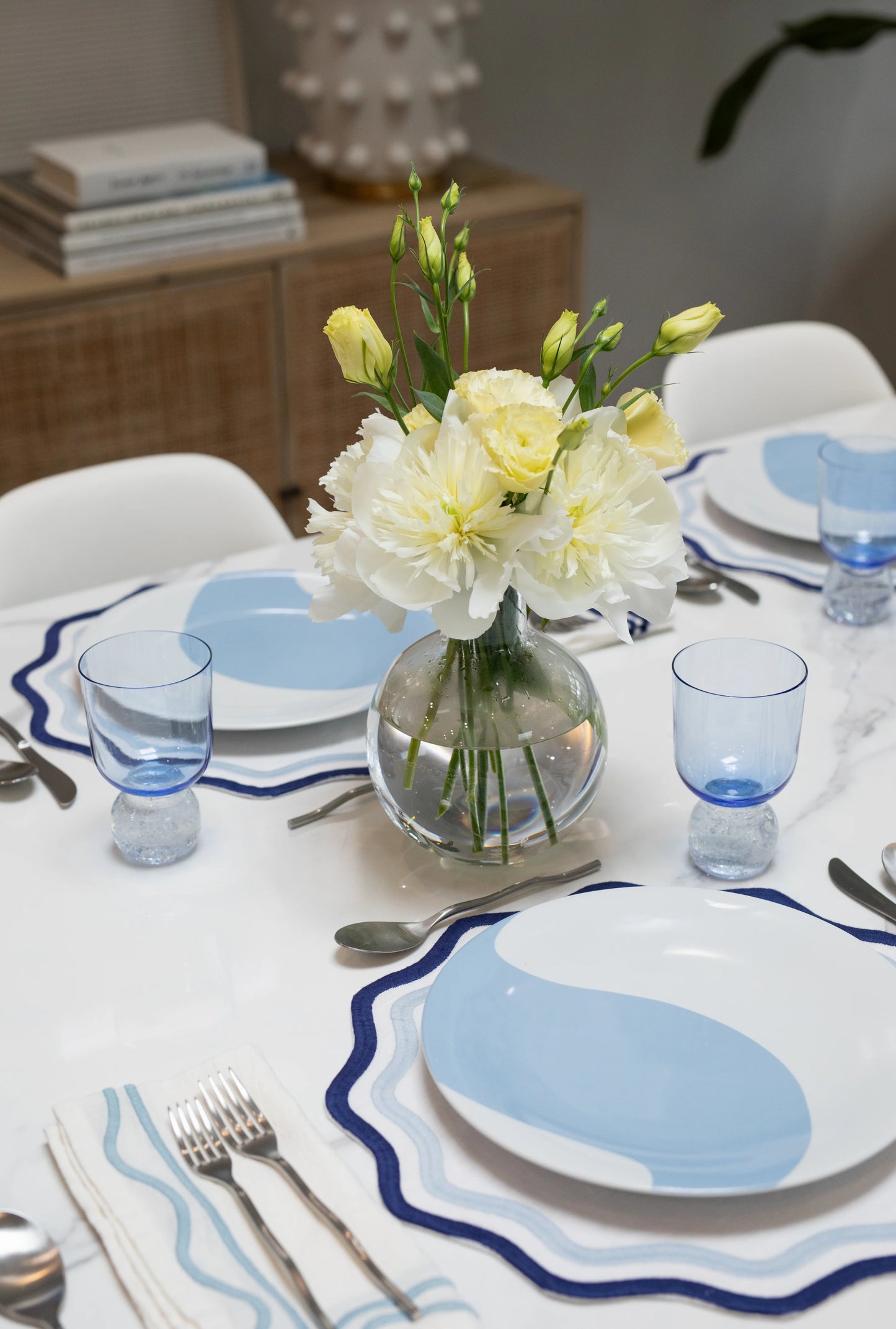 Blue Colorblock Linen Placemats Set of 4