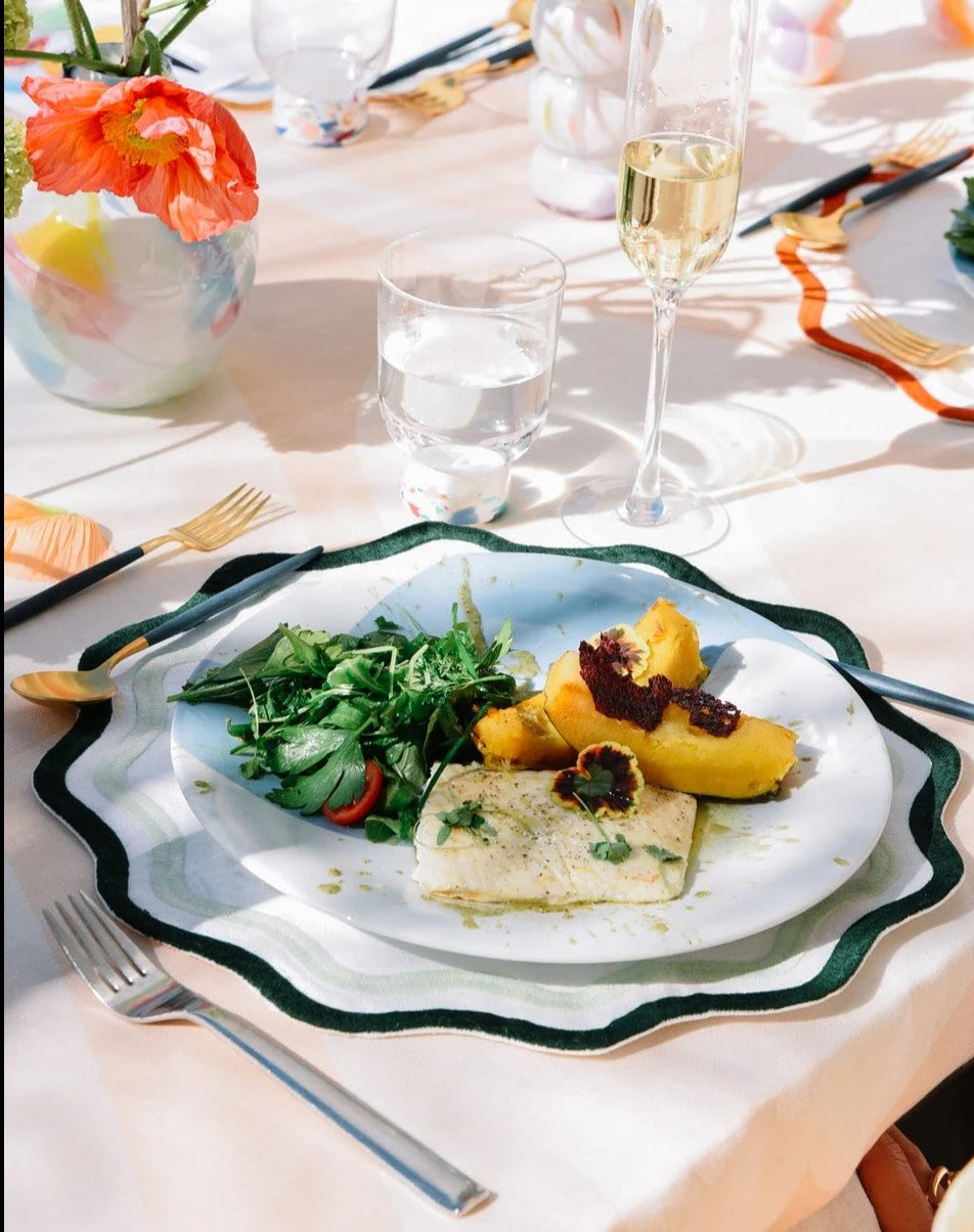 Green Colorblock Linen Placemats Set of 4