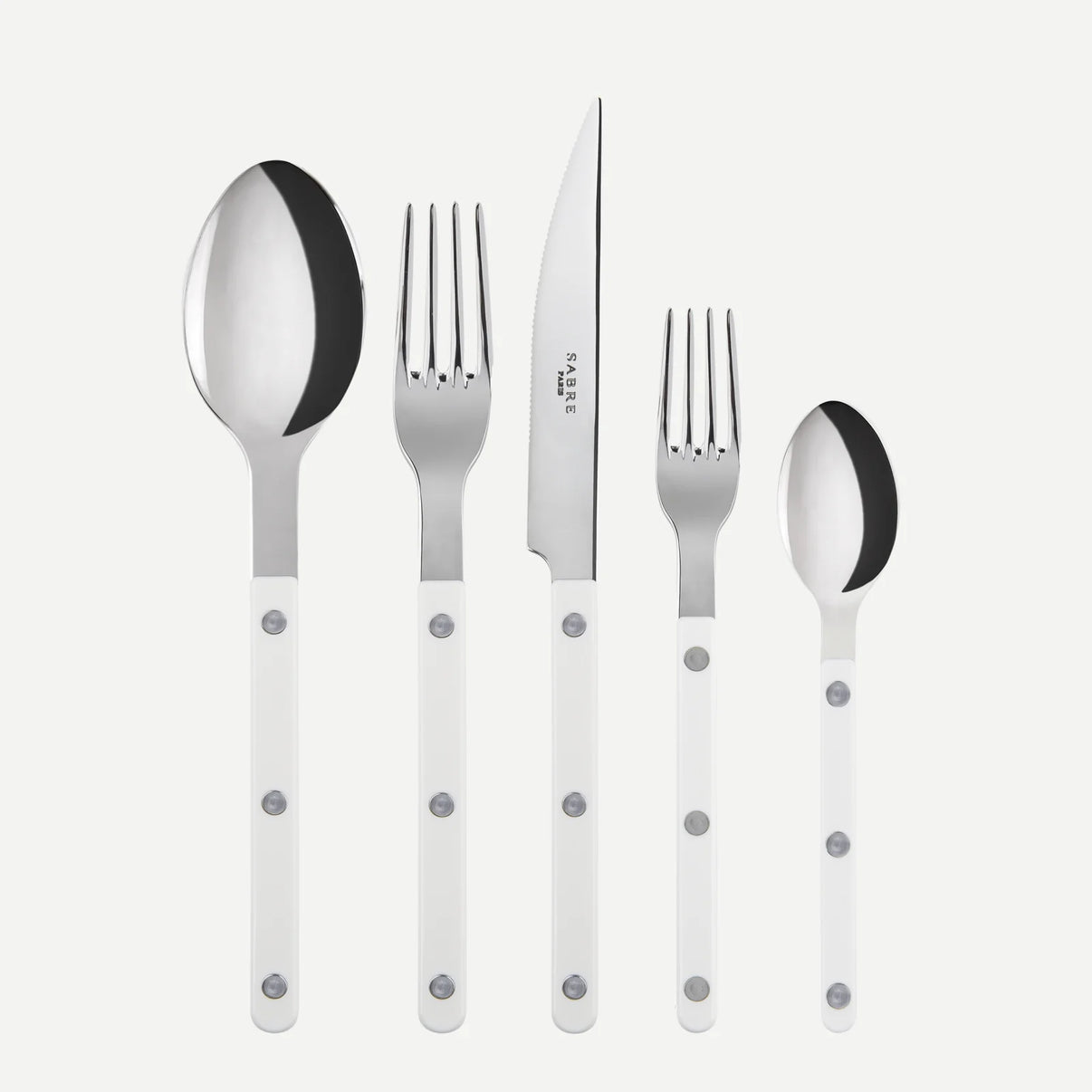 5 pc. Bistrot Pearly White Sabre Flatware Set