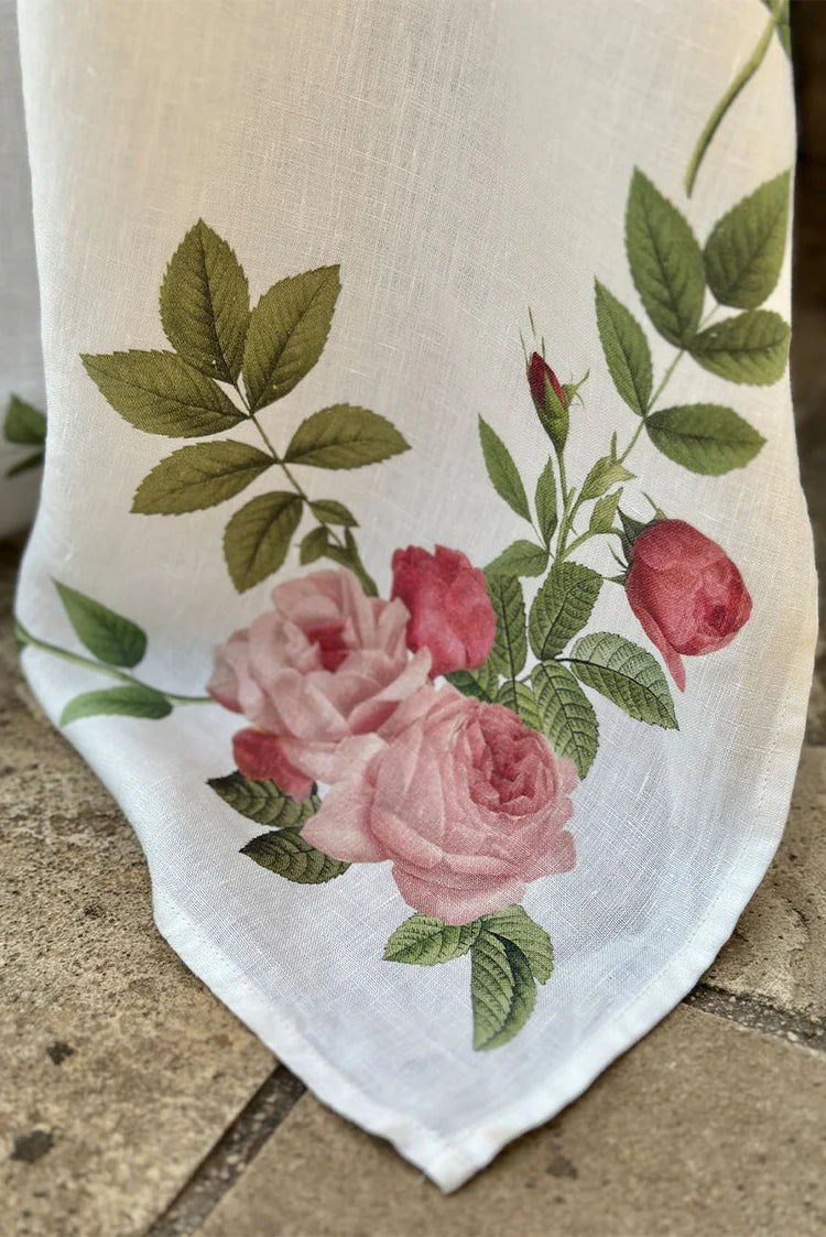 Rose Trellis Linen Tablecloth- 65x150 inches