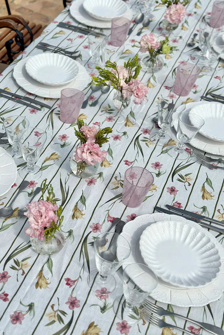 Gladioli Linen Tablecloth - 65x150 inches