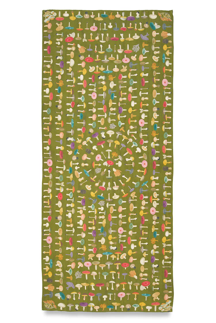 Green fungi Linen Tablecloth 65 x 150”
