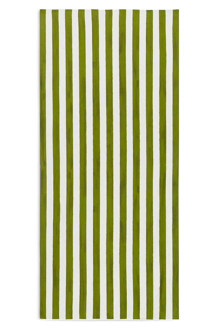 Stripe Linen Tablecloth in Avocado Green 65 x 150”