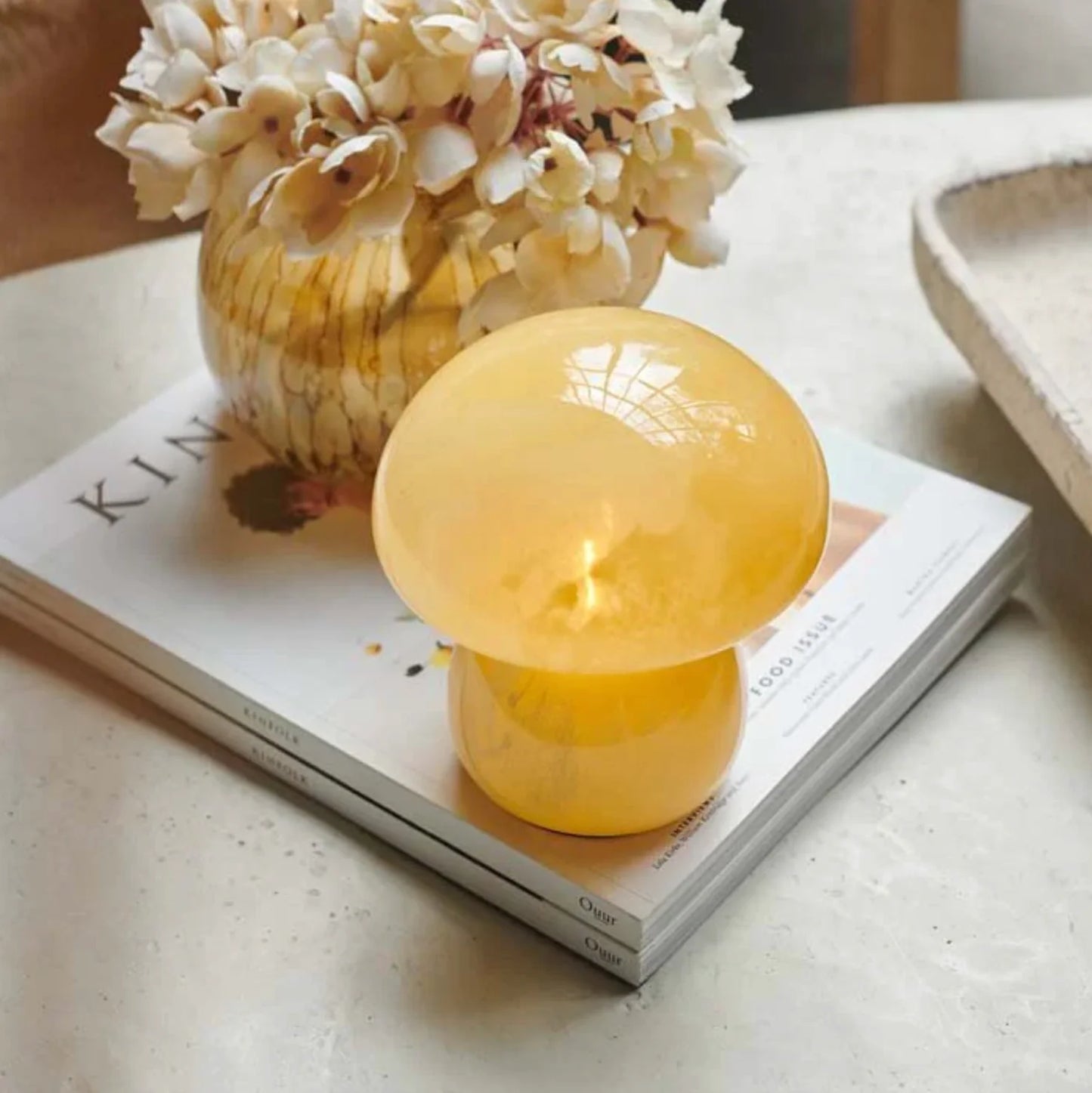 Glass Mushroom LED Light - Mango
