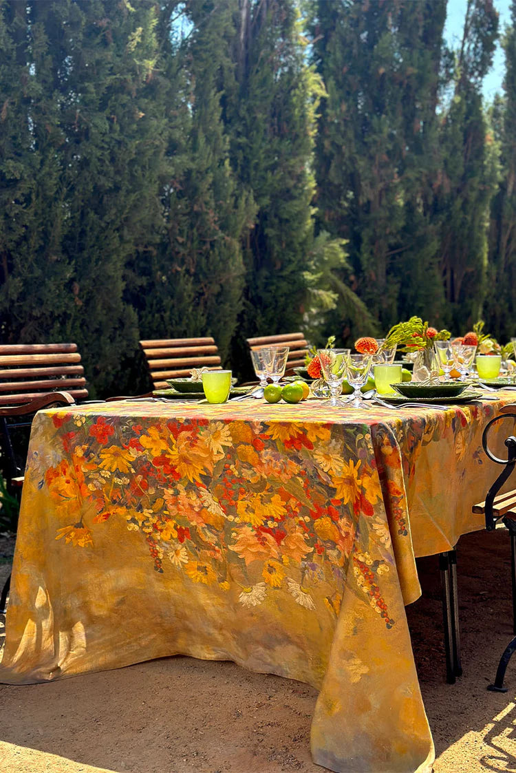 'Fleurs des Prés' Linen Tablecloth 65x118”