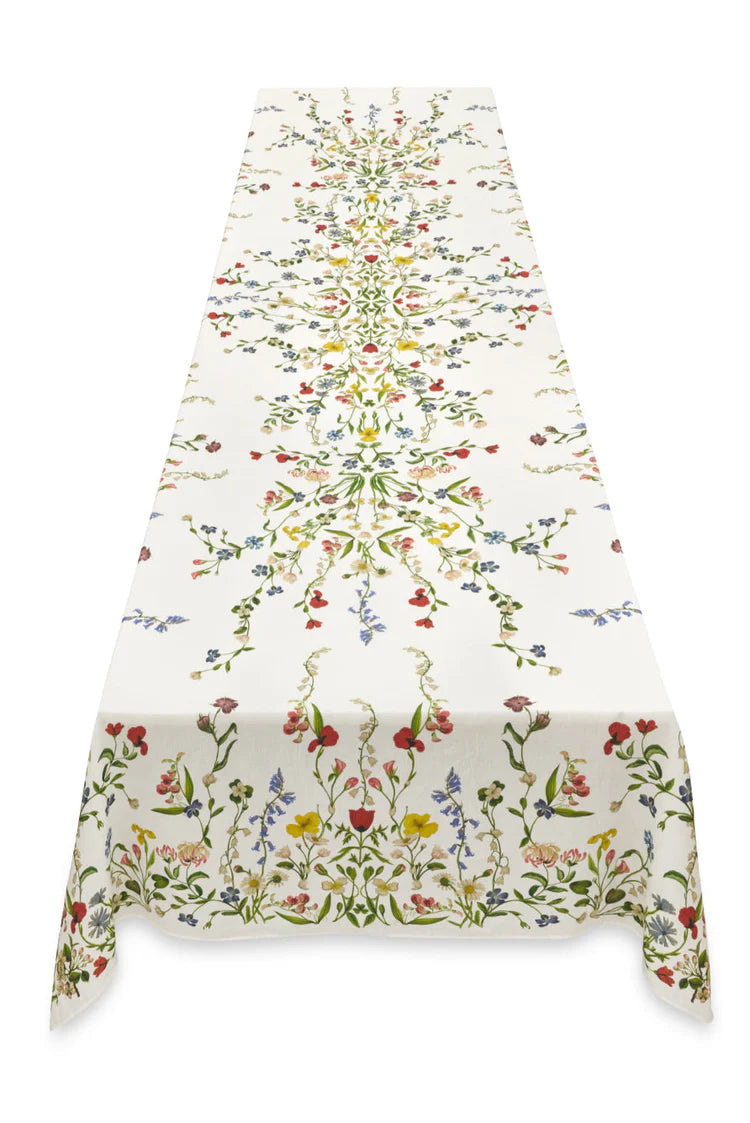 'Botanical Wildflower' Linen Tablecloth, 65x118”