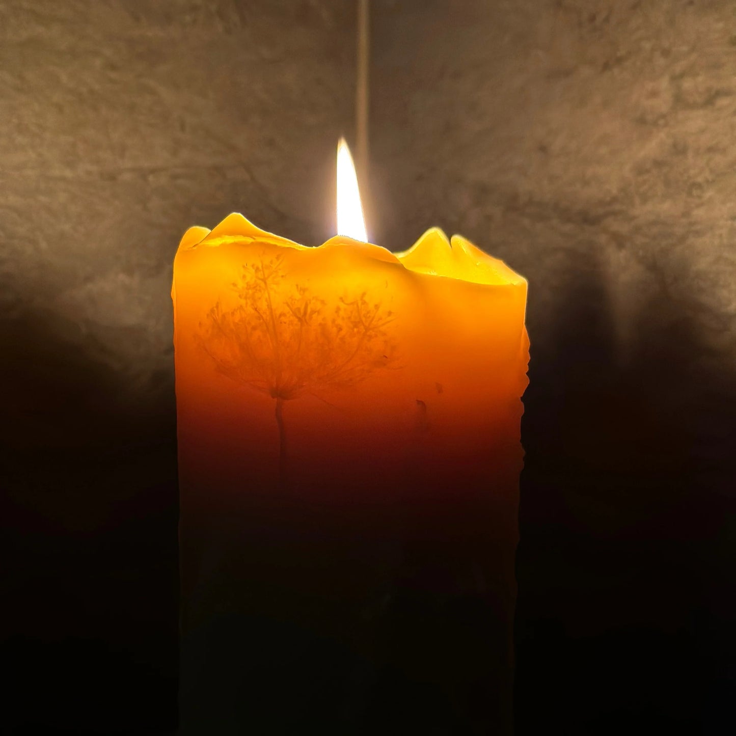 Floral Pillar Beeswax Candle