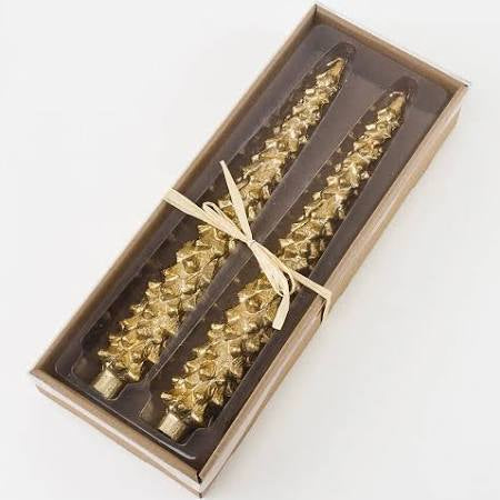 Set of 2 Gold Leaf Tree Candle Box