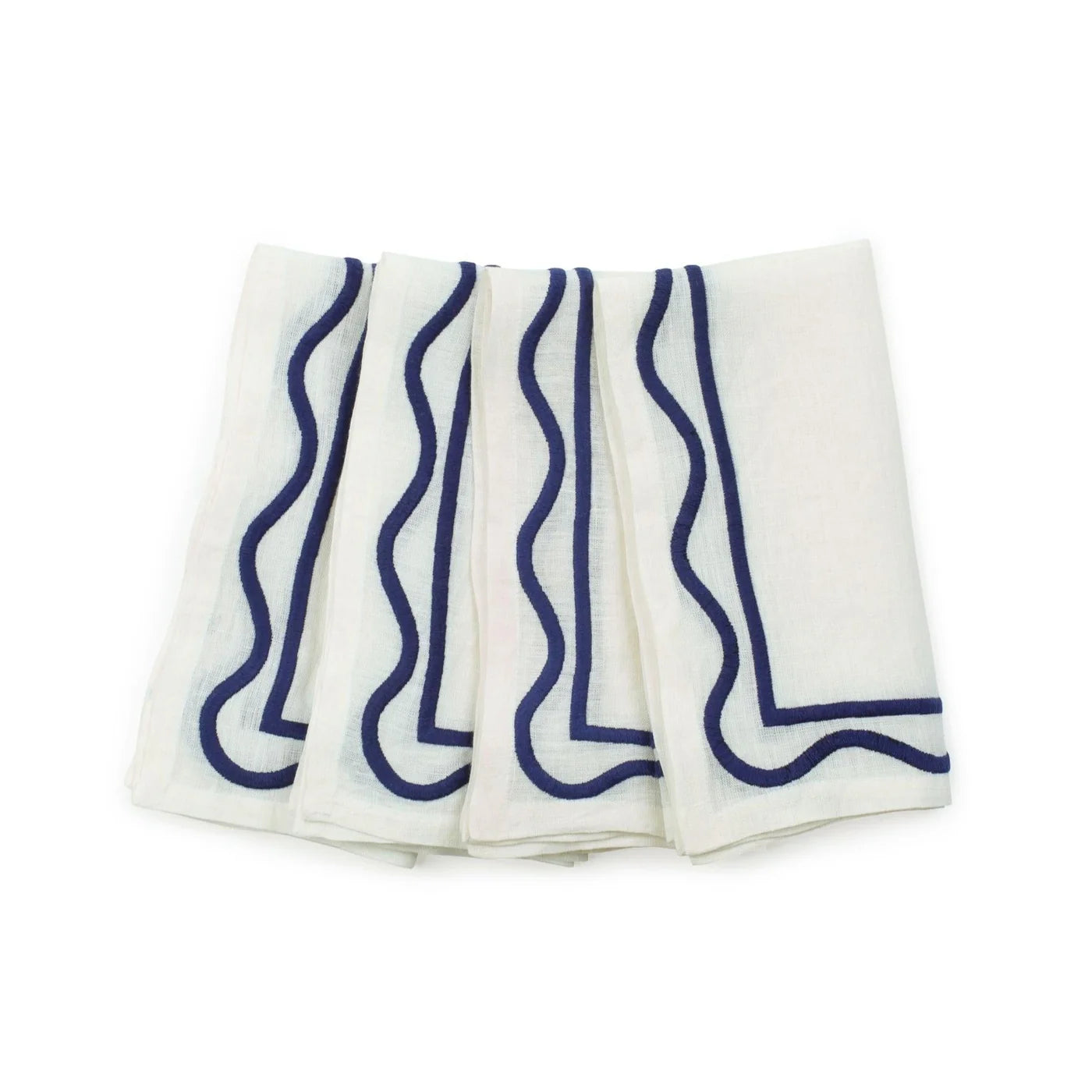 Blue Colorblock Linen Napkins Set of 4