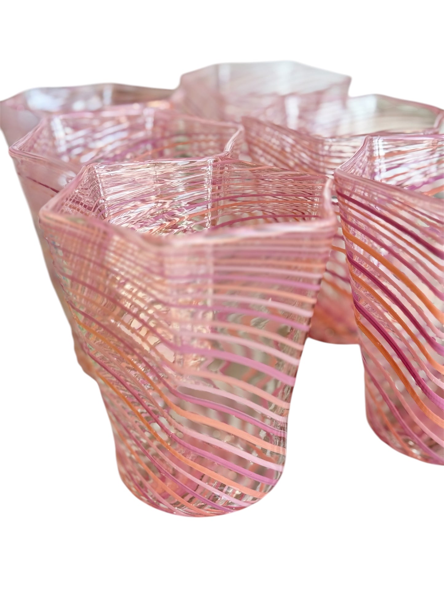 Set of 6 Hex Glasses Pink Blush