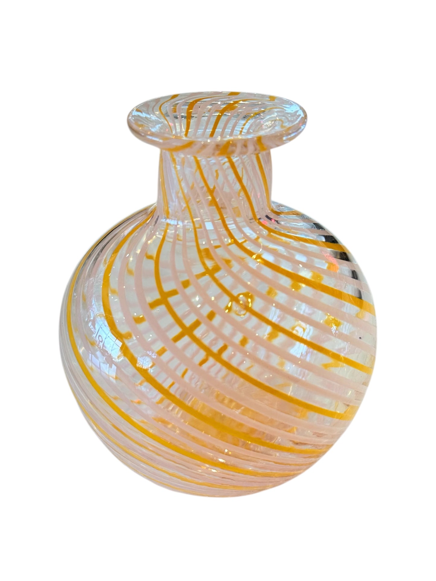Tangerine Swirl Small Glass Vase