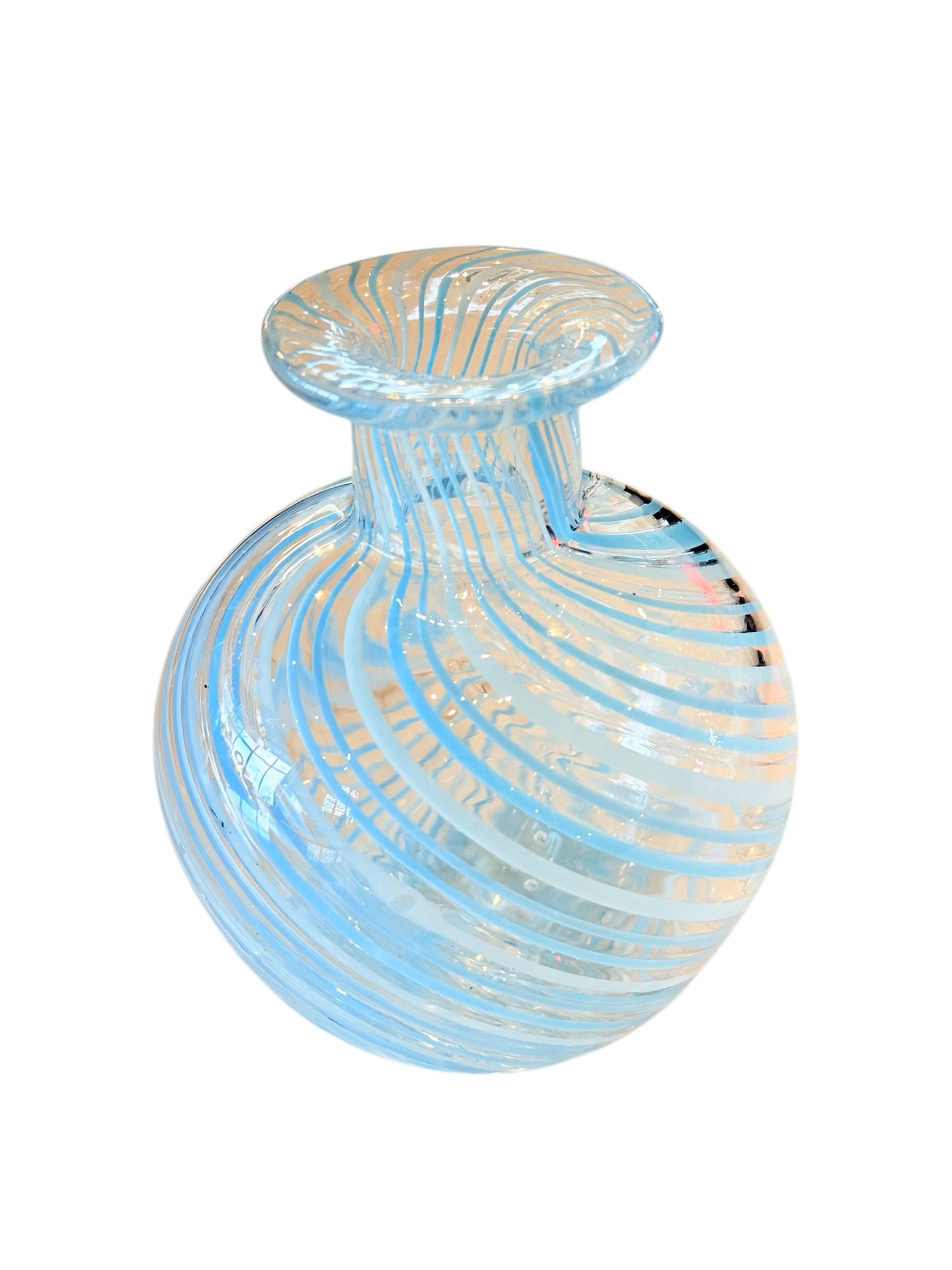 Blue Swirl Small Glass Vase