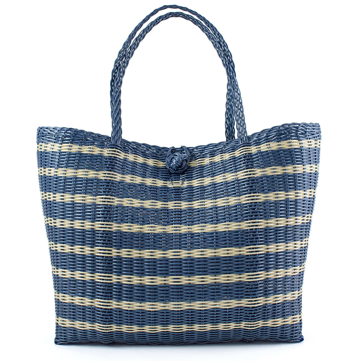 The Lilley Line Medium Market Bag Sailor Stripe in Fog Blue
